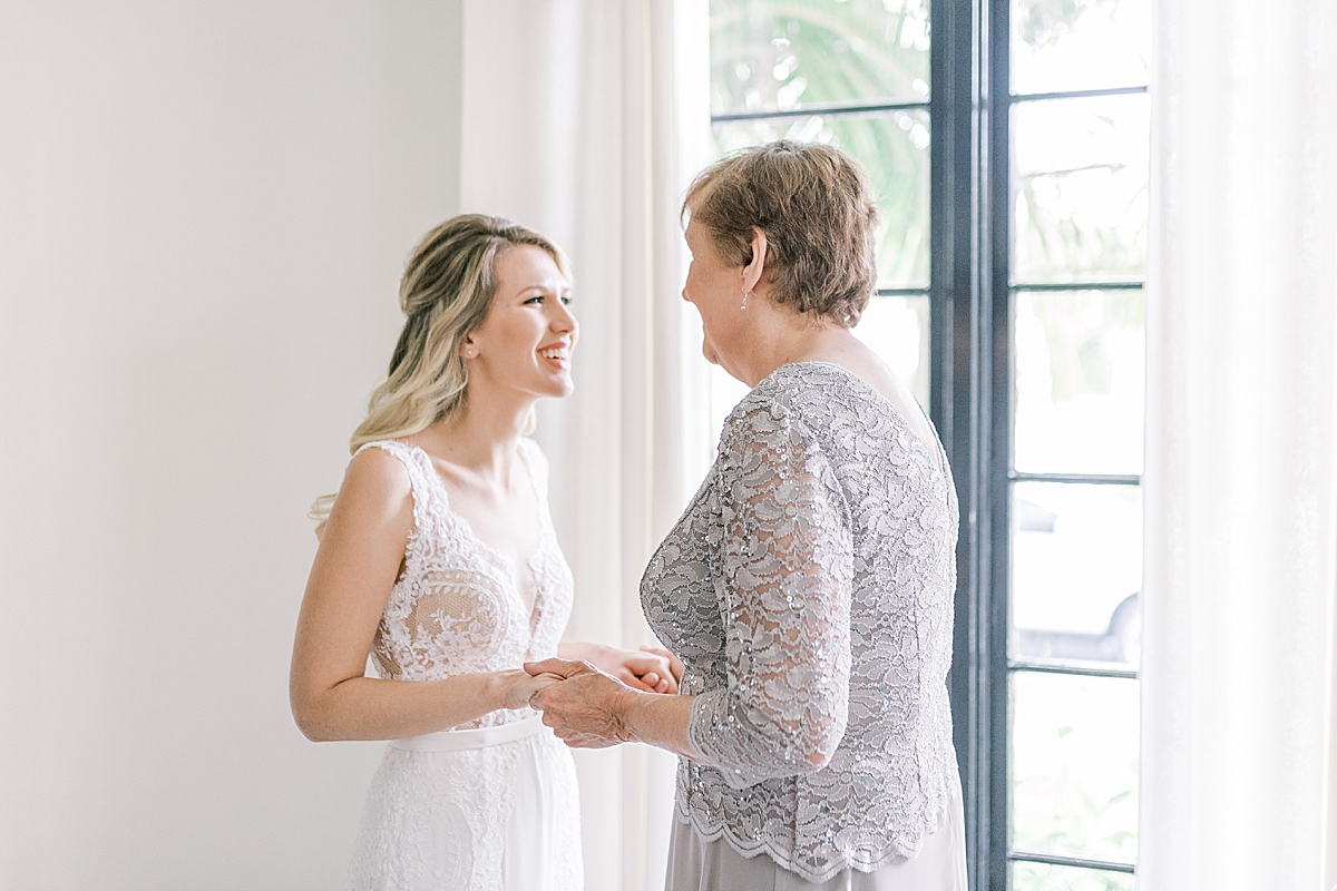 Angela sharing a special moment with her grandma before her Villa & Vine Wedding