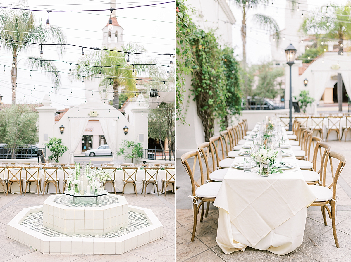 The couple's reception set up before guests sat down at this Villa & Vine Wedding in Santa Barbara, California.
