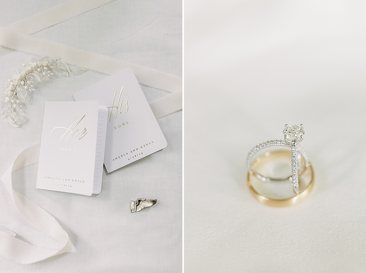 Personalized vow books and the couple's rings on their Villa & Vine Wedding day