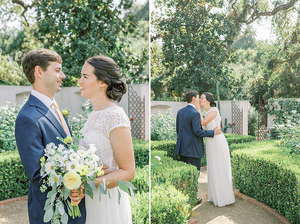 A bride and groom on their wedding day at their private estate wedding in Ojai, California