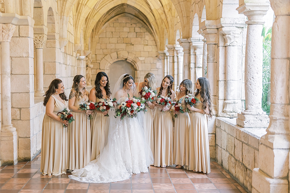 Sofia and her bridesmaids at her Ancient Spanish Monastery Wedding