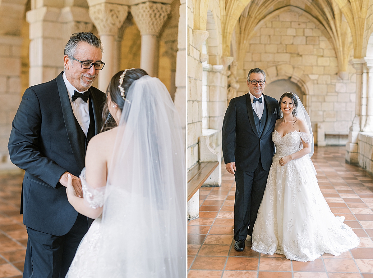 Sofia and her father's first look on her wedding day.