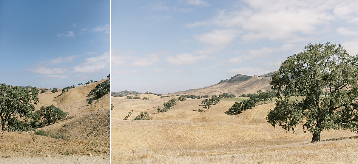 Views of the rolling hills at Alisal Ranch seen while driving through the property. 