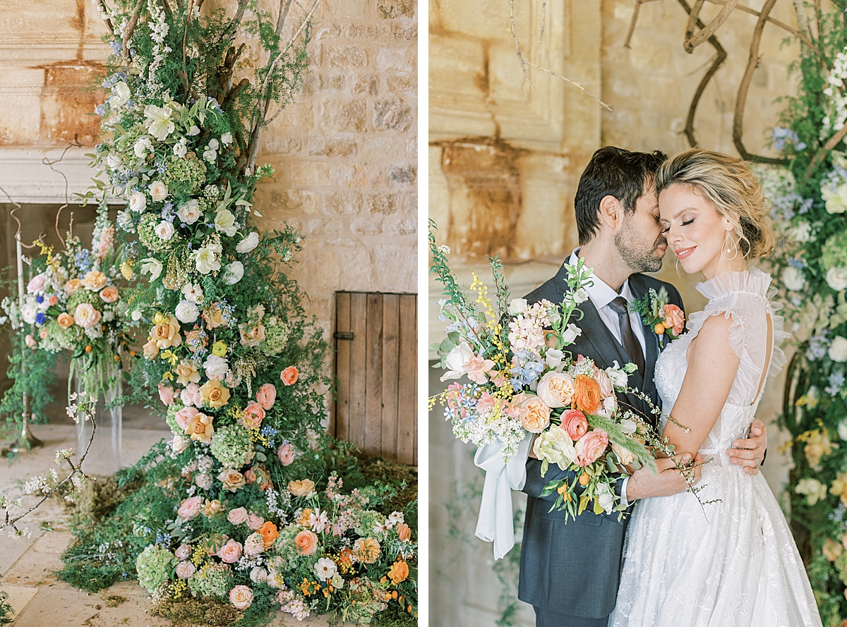 The floral arch that made up the couple's ceremony altar at their Santa Ynez Wedding