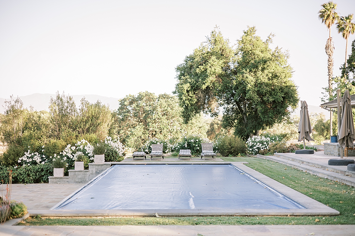 The infinity pool, currently covered will be accessible for your Roblar Farm wedding day.