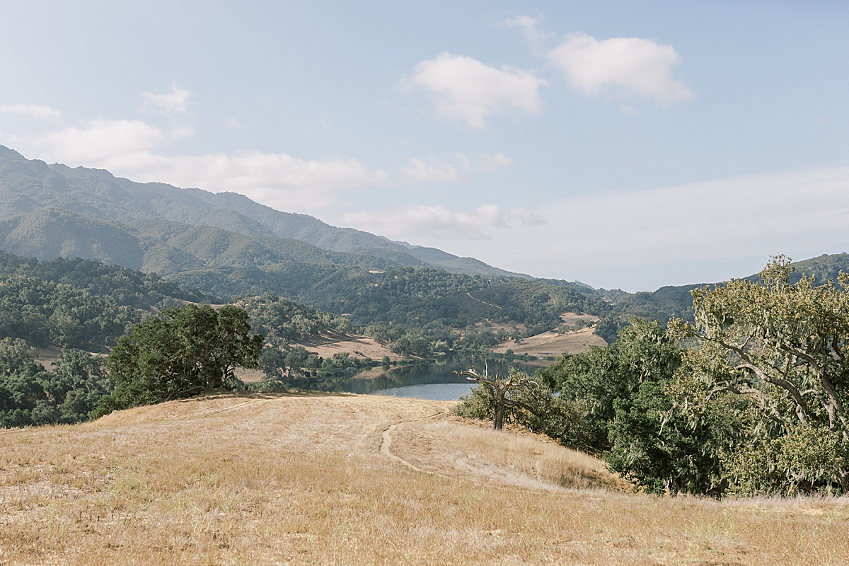 Proposal point at Alisal Ranch with views of the private lake and the surrounding mountain ranges.
