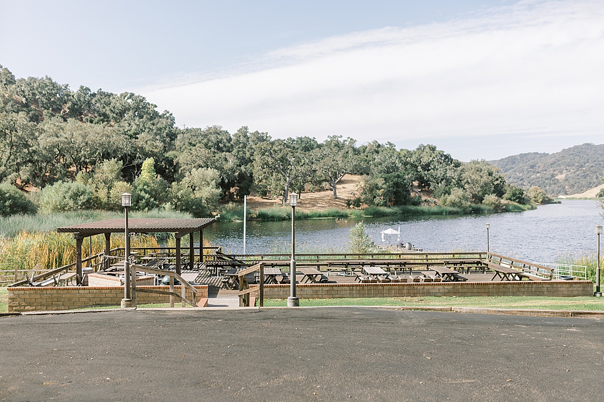 The dock which can be used as a ceremony and reception space at the Alisal Ranch wedding venue.