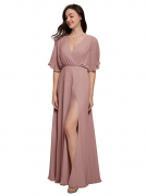 This nude colored v-neck chiffon maxi dress is perfect for engagement sessions and can be found at Amazon; one of our Favorite Stores to Buy Dresses for Engagement Sessions