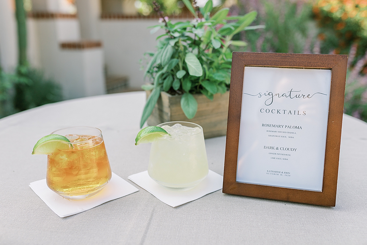 Custom cocktails made by Flair Project for a couple's wedding near Santa Barbara.