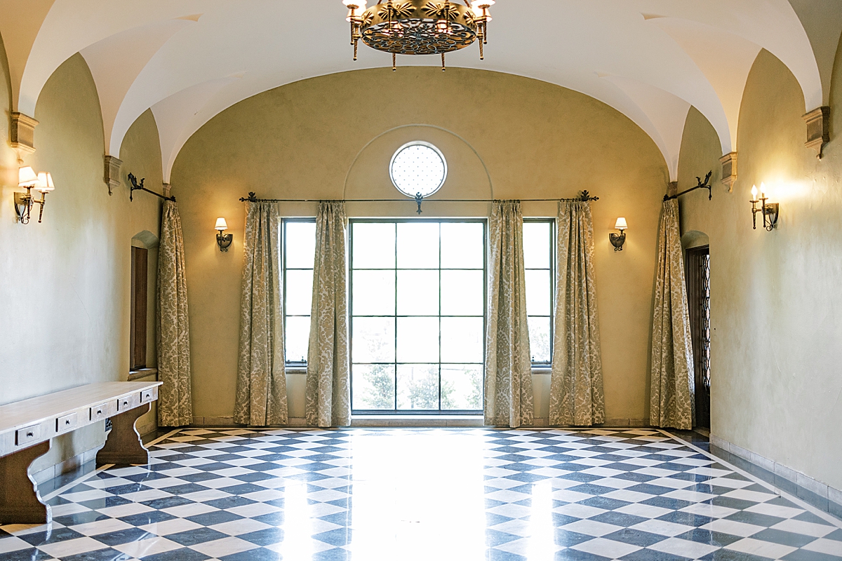 An indoor dancing space inside the Villa del Sol d'Oro